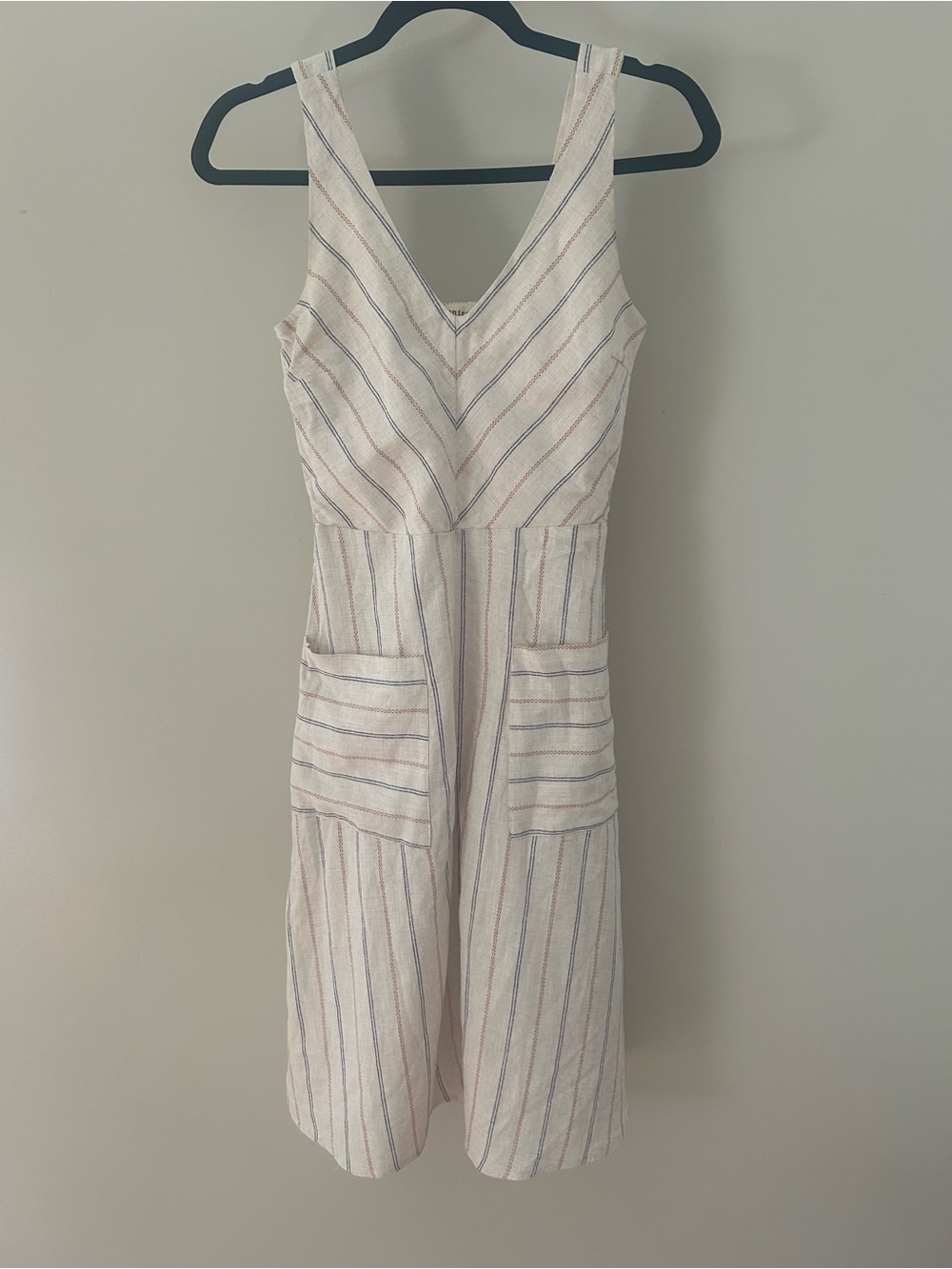 Monteau Cream Midi Dress with pinStripes